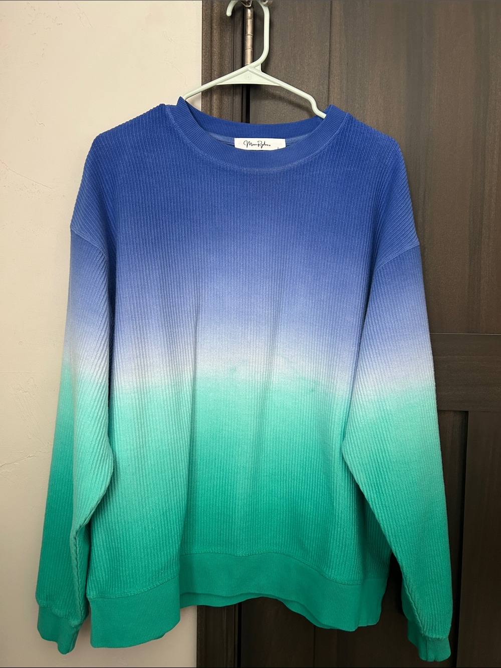 Ombre Crewneck Sweater in Blue and Teal